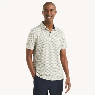 Nautica Mens Printed Golf Fit Polo In White