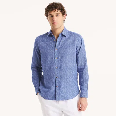 Nautica Mens Printed Linen Shirt In Multi