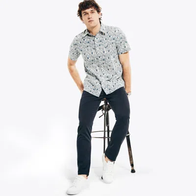 Nautica Mens Printed Linen Short-sleeve Shirt In Multi