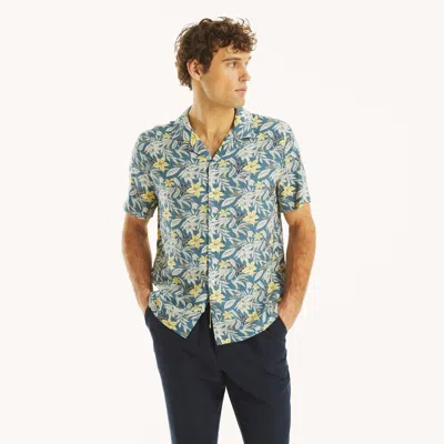Nautica Mens Printed Linen Short-sleeve Shirt In Multi