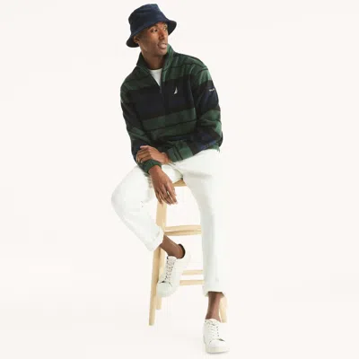 Nautica Mens Printed Nautex Fleece Half-zip Mock-neck Pullover In Green