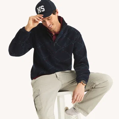 Nautica Mens Printed Nautex Fleece Half-zip Pullover In Black