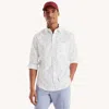 Nautica Mens Printed Oxford Shirt In White