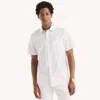 Nautica Mens Printed Oxford Short-sleeve Shirt In White