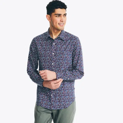 Nautica Mens Printed Shirt In Blue