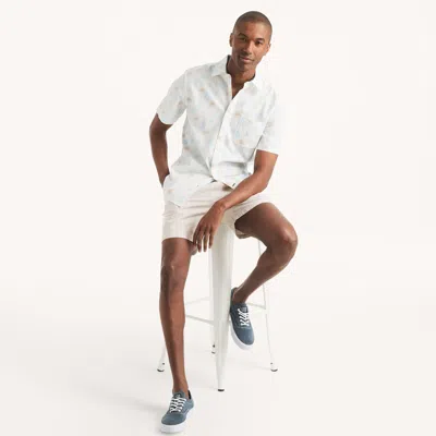 Nautica Mens Printed Short-sleeve Shirt In White