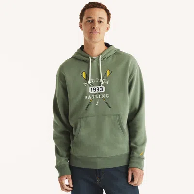 Nautica Mens Pullover Logo Hoodie In Seaside Fir