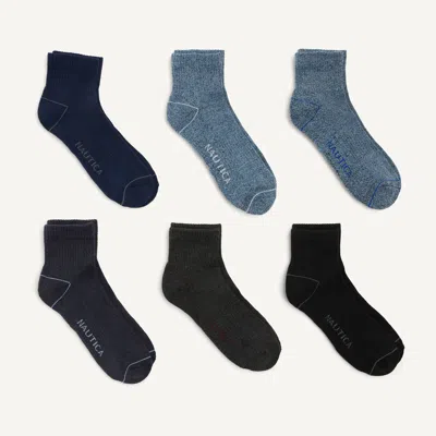 Nautica Mens Quarter Socks, 6-pack In Multi
