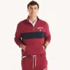Nautica Mens Quarter-zip Colorblock Sweatshirt In Multi