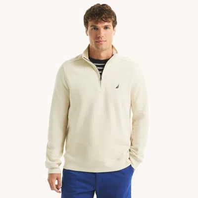 Nautica Mens Quarter-zip Fleece Sweatshirt In White