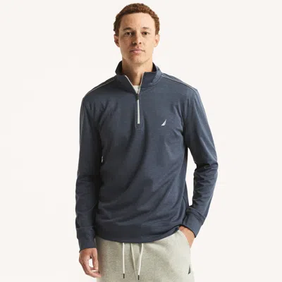 Nautica Mens Quarter-zip Sweatshirt In Navy