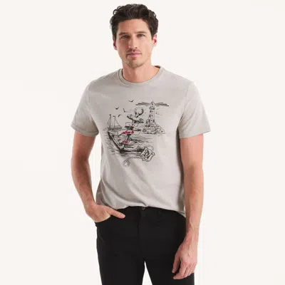 Nautica Mens Refuse To Sink Graphic T-shirt In Grey