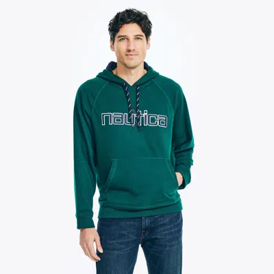 Nautica Mens Reissue Sustainably Crafted Logo Hoodie In Green