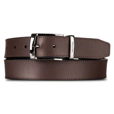 Nautica Mens Reversible Engraved Logo Leather Belt In Multi