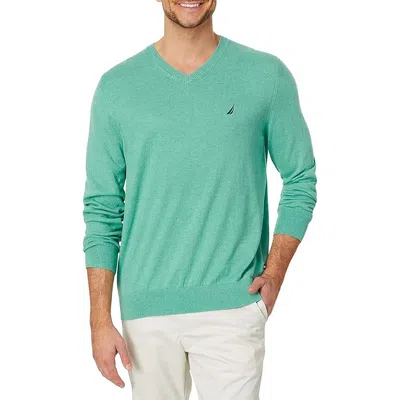 Nautica Mens Ribbed Trim Cable Knit V-neck Sweater In Multi