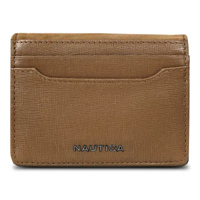 Nautica Mens Saffiano Leather Card Case In Multi