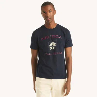 Nautica Mens Sail Team Graphic T-shirt In Blue