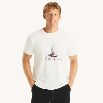 Nautica Mens Sail Team Graphic T-shirt In White
