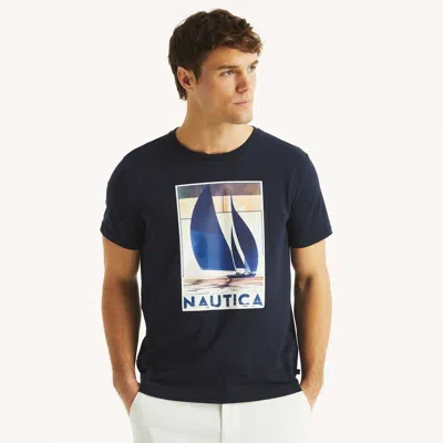 Nautica Mens Sailboat Graphic T-shirt In Navy
