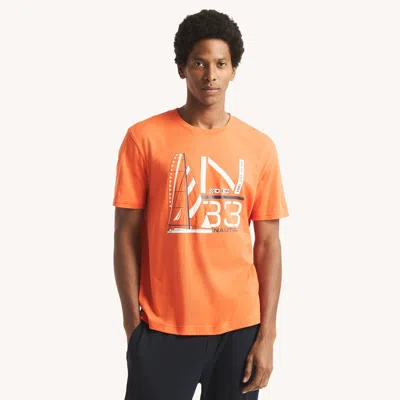 Nautica Mens Sailboat Sleep T-shirt In Orange