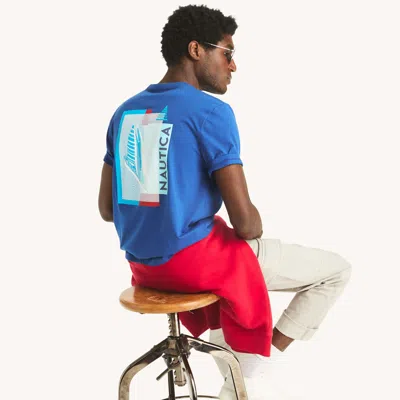 Nautica Mens Sailboat Wave Graphic T-shirt In Blue