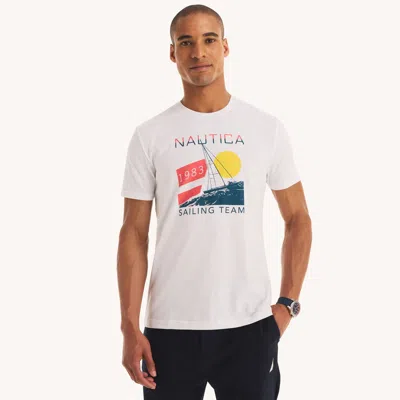 Nautica Mens Sailing 1983 Graphic T-shirt In White