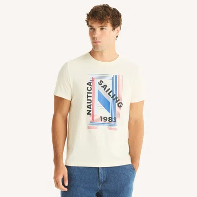 Nautica Mens Sailing 1983 Graphic T-shirt In White