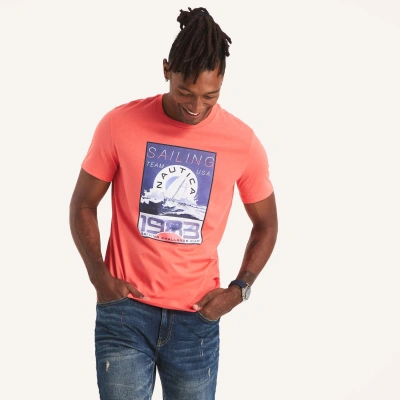 Nautica Mens Sailing Challenge Graphic T-shirt In Multi
