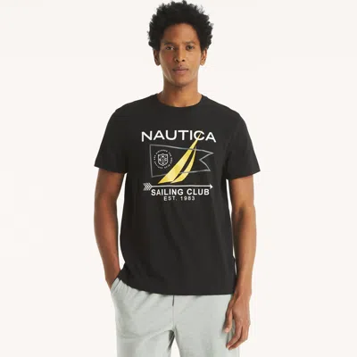 Nautica Mens Sailing Club Graphic T-shirt In Black