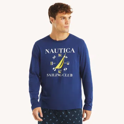 Nautica Mens Sailing Club Long-sleeve Sleep T-shirt In Multi