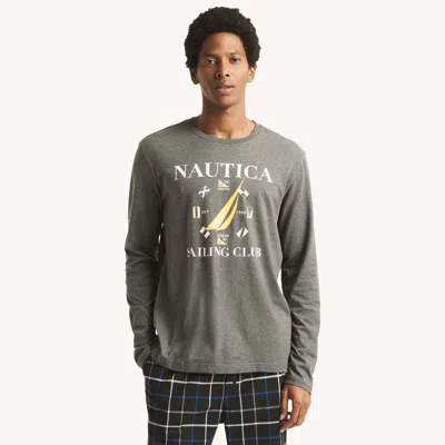 Nautica Mens Sailing Club Long-sleeve Sleep T-shirt In Pink