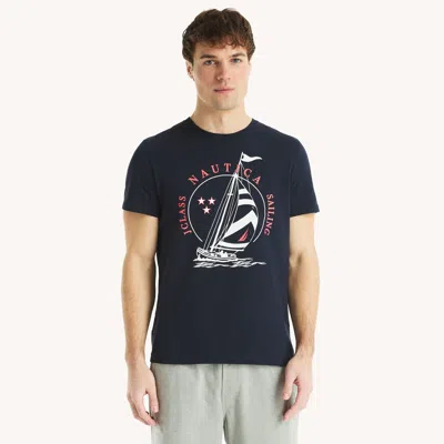 Nautica Mens Sailing Graphic T-shirt In Blue