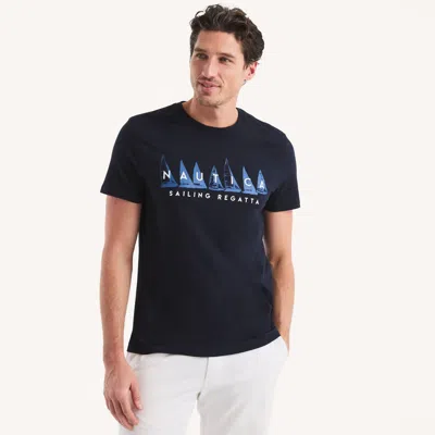Nautica Mens Sailing Regatta Graphic T-shirt In Blue