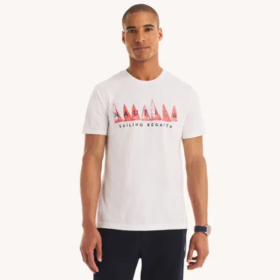 Nautica Mens Sailing Regatta Graphic T-shirt In White