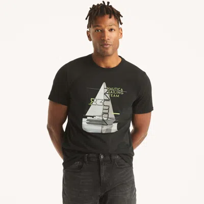 Nautica Mens Sailing Team 83 Graphic T-shirt In Black