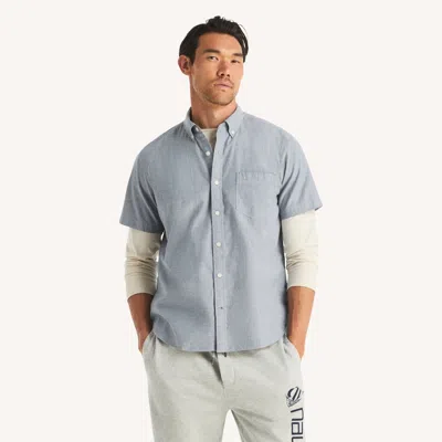 Nautica Mens Short-sleeve Classic Fit Oxford Shirt In Blue