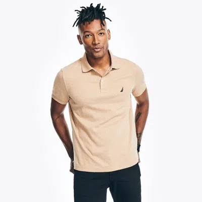 Nautica Mens Slim Fit Interlock Deck Polo In Beige