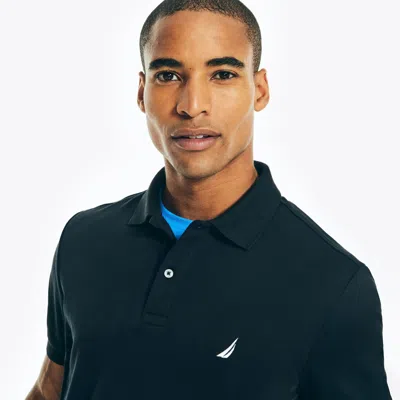 Nautica Mens Slim Fit Interlock Deck Polo In Black