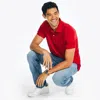 Nautica Mens Slim Fit Interlock Deck Polo In Red