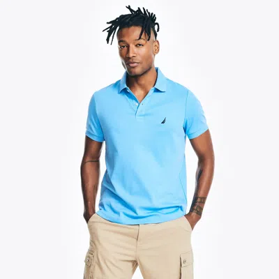 Nautica Mens Slim Fit Interlock Polo In Blue
