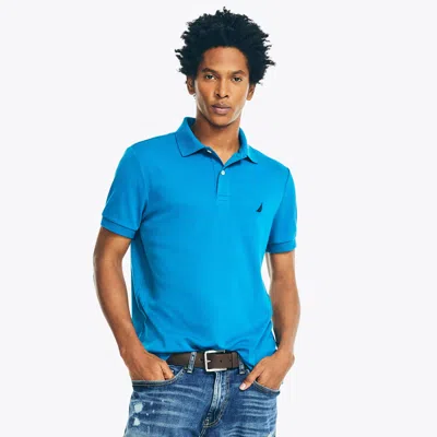 Nautica Mens Slim Fit Interlock Polo In Blue