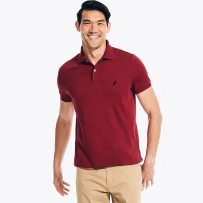 Nautica Mens Slim Fit Interlock Polo In Red