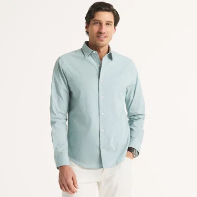 Nautica Mens Slim Fit Wrinkle-resistant Dobby Shirt In Green