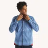 Nautica Mens Slim Fit Wrinkle-resistant Plaid Wear To Work Shirt In Blue