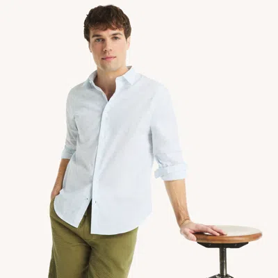 Nautica Mens Slim Fit Wrinkle-resistant Printed Shirt In White