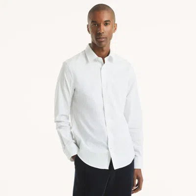 Nautica Mens Slim Fit Wrinkle-resistant Printed Shirt In White