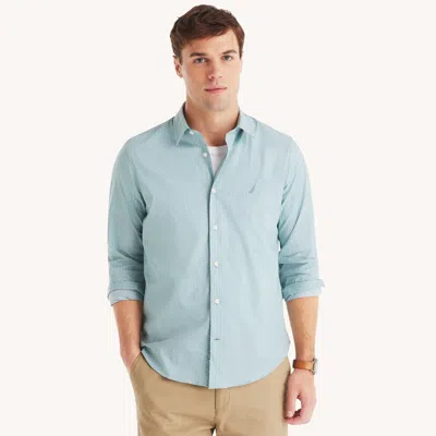Nautica Mens Slim Fit Wrinkle-resistant Printed Wear To Work Shirt In Multi