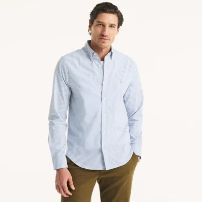 Nautica Mens Slim Fit Wrinkle-resistant Striped Shirt In Blue