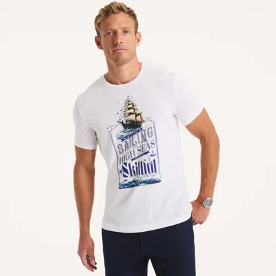 Nautica Mens Smooth Sailing Graphic T-shirt In White