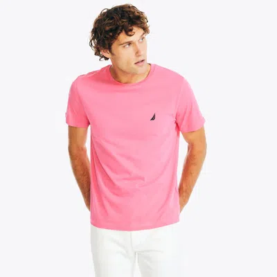 Nautica Mens Solid Crewneck T-shirt In Pink